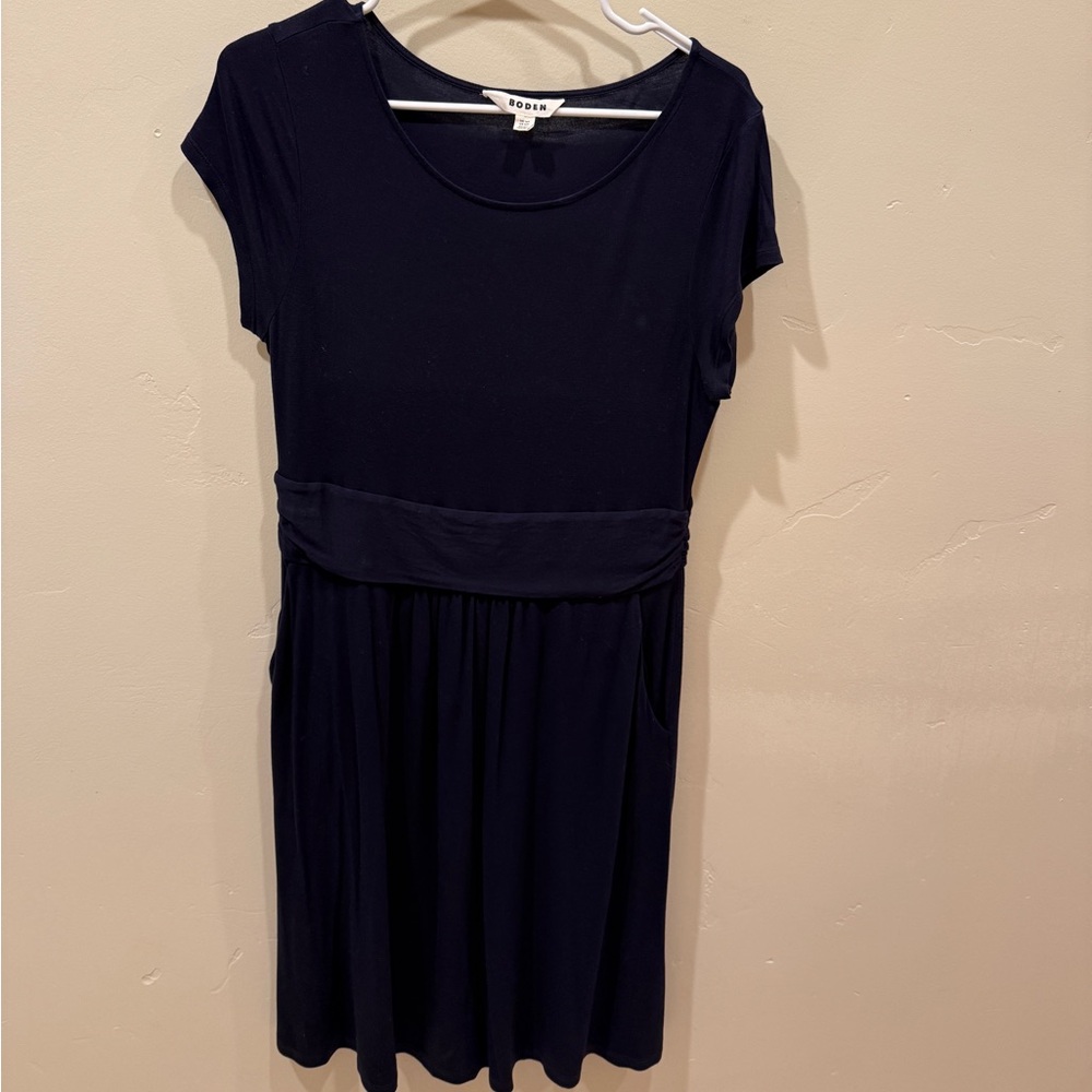 Boden Amalie Jersey Dress in French Navy, size 10 petite